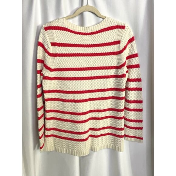 Talbots Crew Neck Cable Knit Striped Holiday Sweater Women's Size LP - Picture 4 of 7